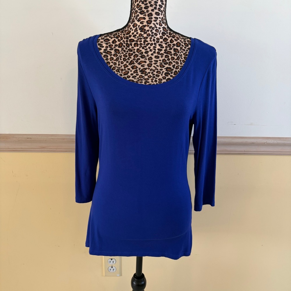 Tahari Womens Royal Blue Scoop Neck 3/4 Sleeve Modal Rayon Basic‎ Top M9V6A553 M